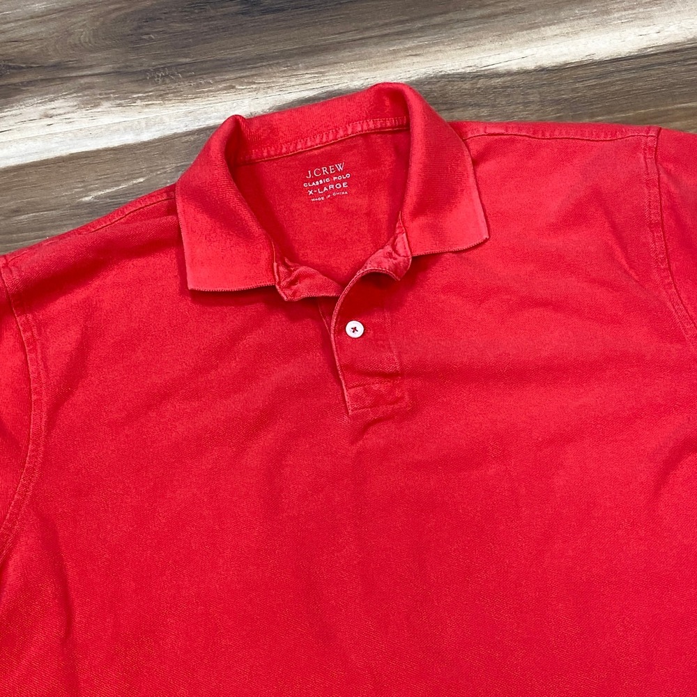 J.Crew Polo Shirt Mens XL Classic 100% Cotton Pique Red Heritage Preppy Casual